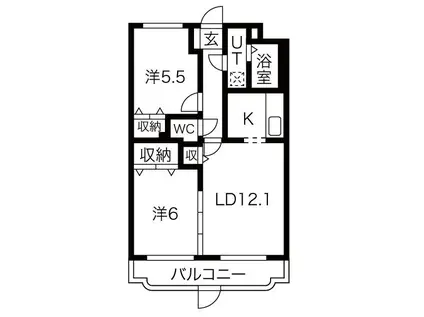 ユーミー神(2LDK/3階)の間取り写真