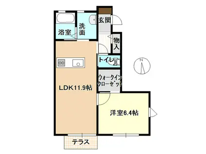 ウィステリア110(1LDK/1階)の間取り写真