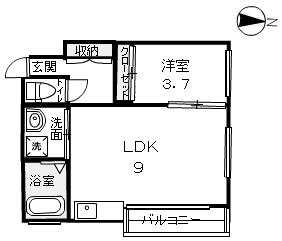 HAPPY LIFE PURE(1LDK/2階)の間取り写真