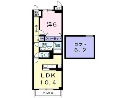 イルテジェンテ(1LDK/3階)の間取り写真
