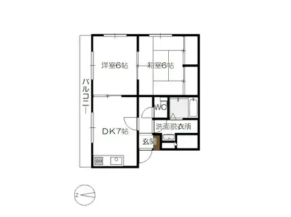 ヴィラ楽々園(2DK/3階)の間取り写真