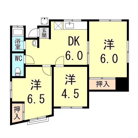セイワハイツ 南棟(3DK/2階)の間取り写真
