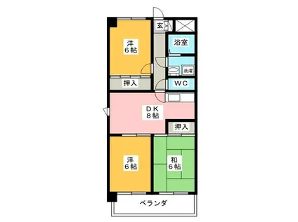 クレール神明(3DK/5階)の間取り写真