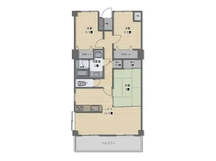 ローズガーデン前橋(3LDK/6階)の間取り写真