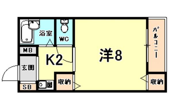 パセオ武庫(1K/1階)の間取り写真