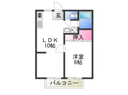 パナハイツ今熊II(1LDK/2階)の間取り写真