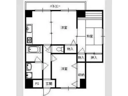 ノーブル601(2LDK/4階)の間取り写真