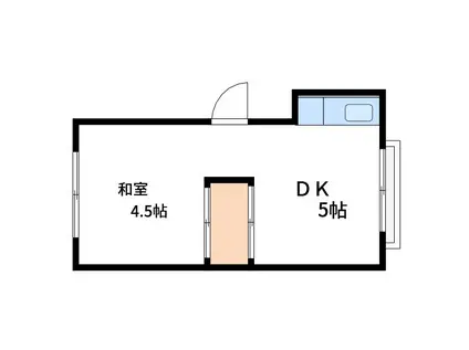 余村アパート(1DK/2階)の間取り写真
