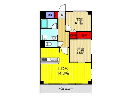 ROOT WHITEII(2LDK/3階)の間取り写真