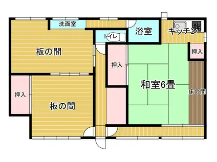 岩本アパート右側(3K/2階)の間取り写真