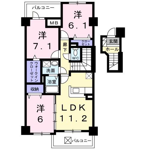 カイラス・ドルフ(3LDK/4階)の間取り写真