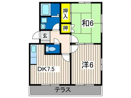 ドミ―ル富岡(2DK/1階)の間取り写真