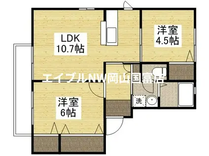 ラ・パルテール高屋壱番館(2LDK/1階)の間取り写真