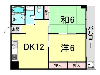 窪田第2マンション(2DK/2階)の間取り写真