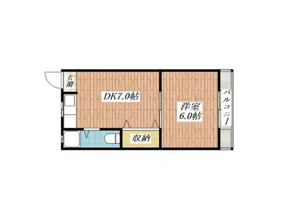関山ビル(1DK/5階)の間取り写真