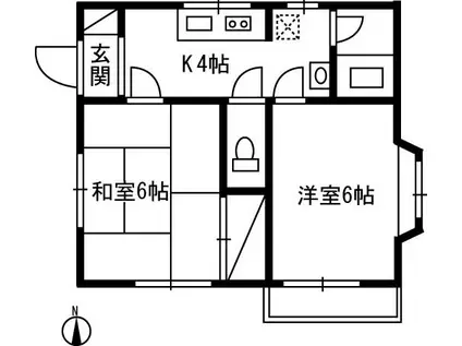 ハイツ分福 西(2K/2階)の間取り写真