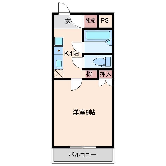 サウスコーポ(1K/2階)の間取り写真