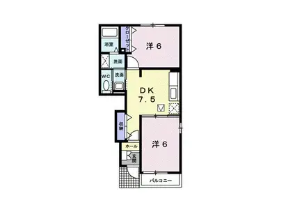 スターレジデンス(2DK/1階)の間取り写真