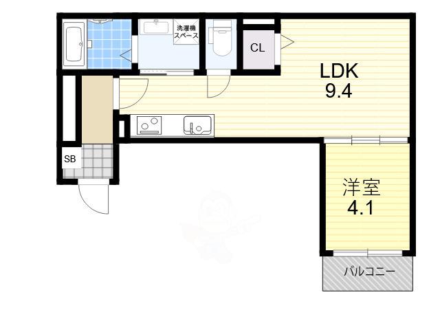 AIA難波南(1LDK/3階)の間取り写真