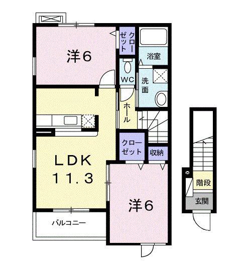 ブルーメ(2LDK/2階)の間取り写真