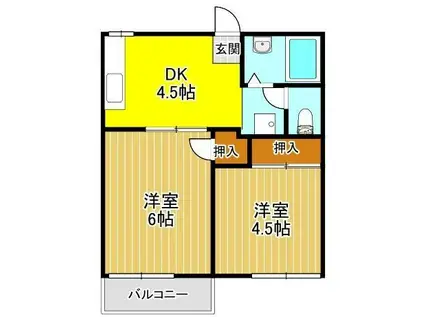 シティハイツオオタケB(2DK/1階)の間取り写真