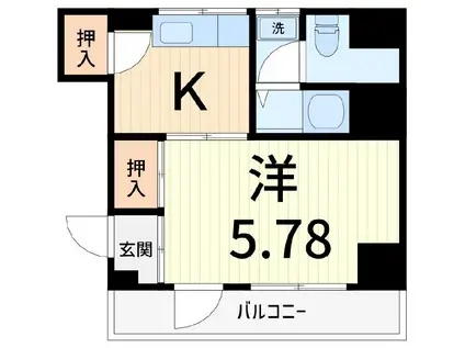 大場ビル(1K/2階)の間取り写真