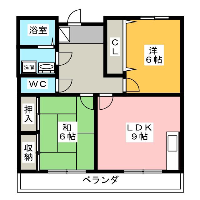 ディアコート(2LDK/3階)の間取り写真