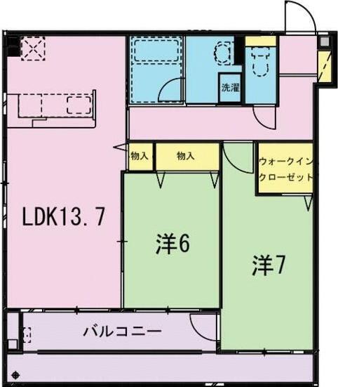 フロイデ堂林(2LDK/2階)の間取り写真