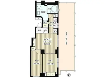 パークホームズ六本木乃木坂アーバンレジデンス(2LDK/4階)の間取り写真