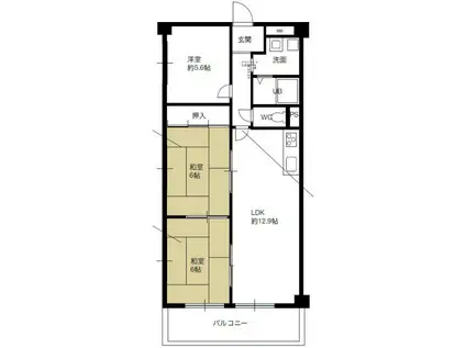 永和グランドハイツ(3LDK/10階)の間取り写真