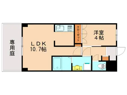 クレストール・アン(1LDK/1階)の間取り写真