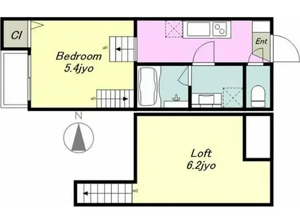 IRIS(1K/2階)の間取り写真