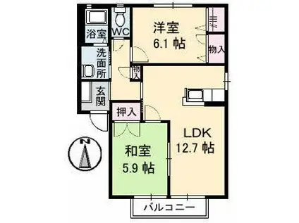 ジュネスTOSHIC棟(2LDK/2階)の間取り写真