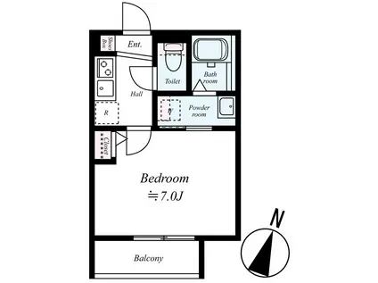 GRADUS鶴ヶ島(1K/1階)の間取り写真