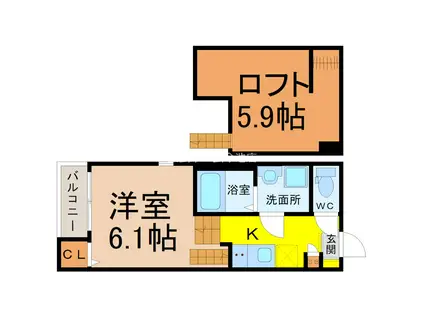 ルミエールHS(1K/1階)の間取り写真