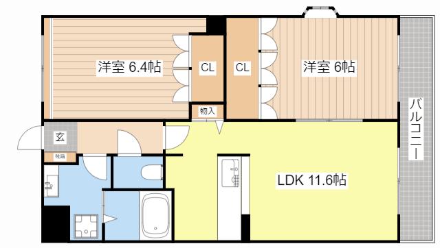 プランドール悠(2LDK/2階)の間取り写真