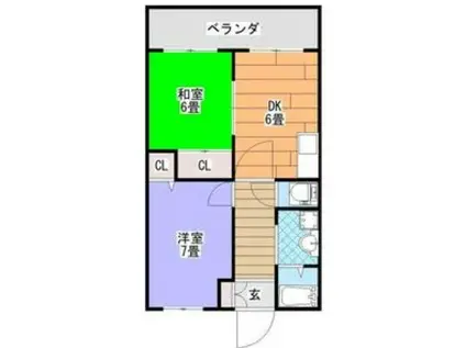 メゾンヴェール(2DK/1階)の間取り写真