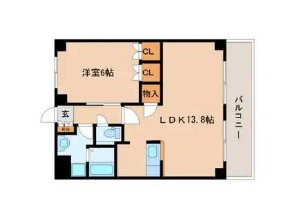 プリンセスタウン(1LDK/2階)の間取り写真