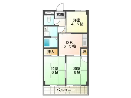 アバンハウスI(3DK/4階)の間取り写真