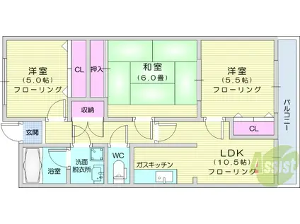 CITY手倉田(3LDK/3階)の間取り写真