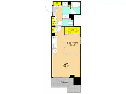 プラウドフラット大井町(1LDK/3階)の間取り写真