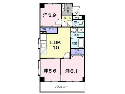 グランシェロヒルズ(3LDK/5階)の間取り写真