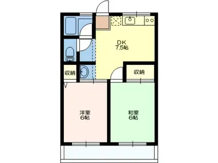 シティハイムゆうあい荘II(2DK/1階)の間取り写真