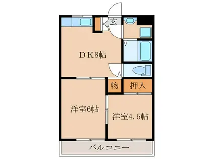 パークヒル古前城(2DK/2階)の間取り写真