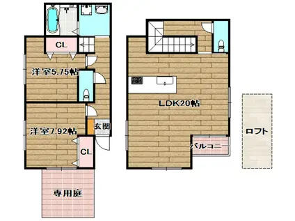 THE AZALEA(2LDK/1階)の間取り写真