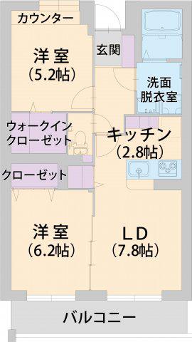パラッツォ淵野辺1(2LDK/3階)の間取り写真
