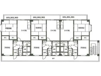 新田山ハイツ(2DK/1階)の間取り写真