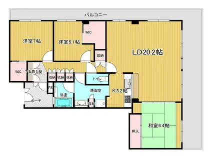 エスリード長岡天神(3LDK/11階)の間取り写真