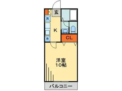 グレースハイム(1K/1階)の間取り写真
