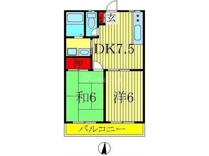 雅 壱番館(2DK/1階)の間取り写真